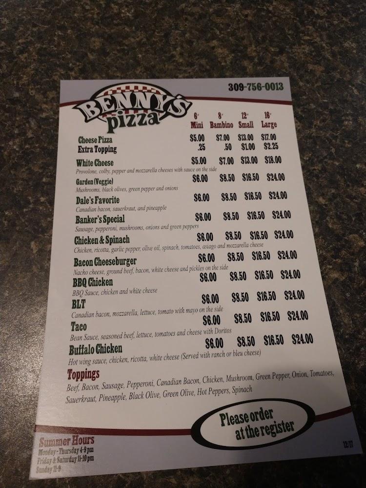 Benny's Pizza Menu image 4